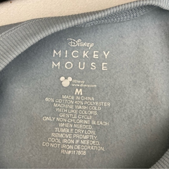 Disney Mickey Mouse & Minnie Sweatshirt Junior's M Blue Classic Cotton Blend - Picture 4 of 4
